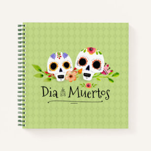 Floral Sugar Skulls Dia de Muertos   Notebook