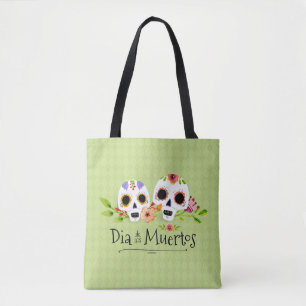 Floral Sugar Skulls Dia de Muertos   Tote Bag