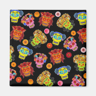 Floral Sugar Skulls Magnet