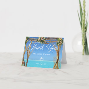 Floral Summer Beach Wedding Arch Thank You Card