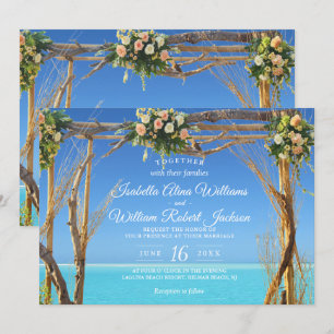 Floral Summer Beach Wedding Gate Invitation