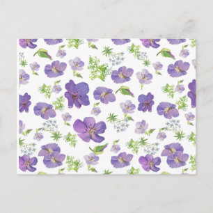 floral summer botanical background of lilac water postcard