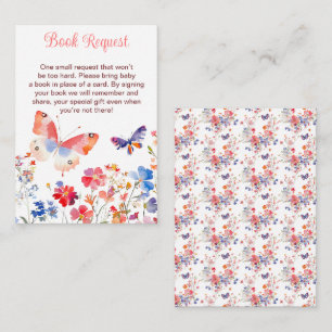 Floral Summer Butterfly Baby Shower Book Request Enclosure Card