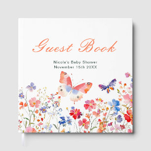 Floral Summer Butterfly Baby Shower Guest Book