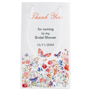 Floral Summer Butterfly Bridal Shower Small Gift Bag