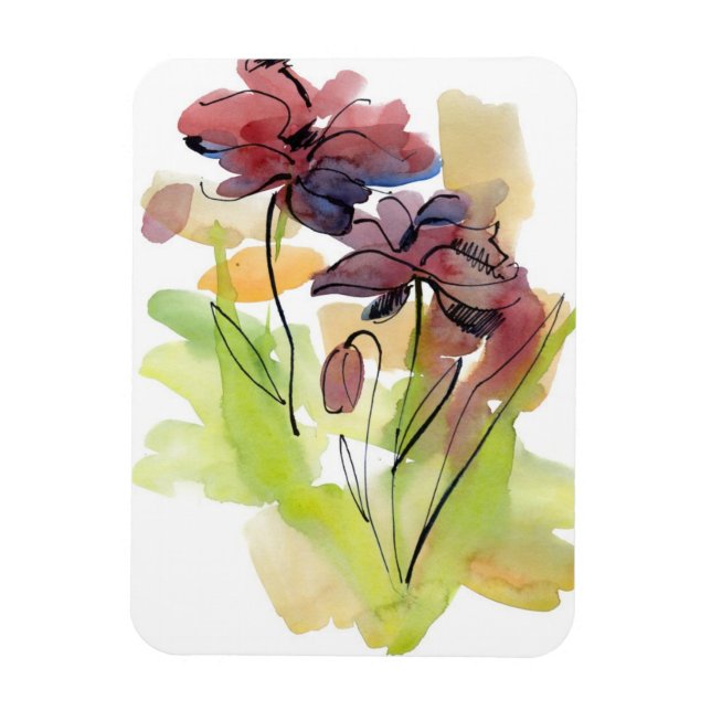 Floral summer design with hand-painted abstract 2 magnet (Vertical)
