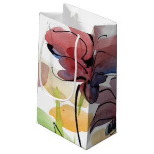 Floral summer design with hand-painted abstract 2 small gift bag