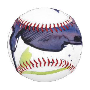 Floral summer design with hand-painted abstract baseball