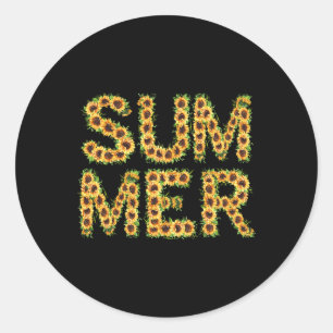 Floral Summer Letter - Summertime With Watercolor Classic Round Sticker