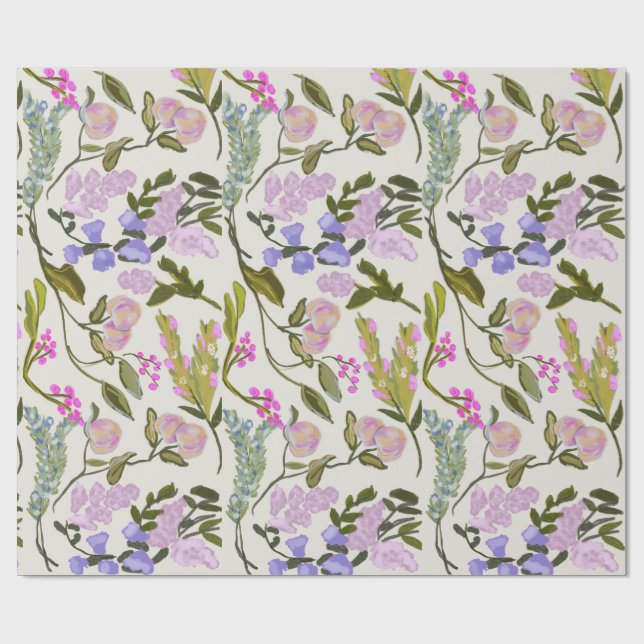 Floral Summer Peach Wrapping Paper (Flat)