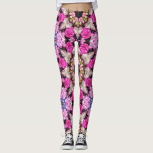 Floral summer pink pattern leggings