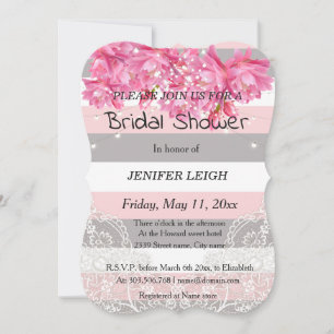 Floral summer wedding in pink bridal shower  invitation