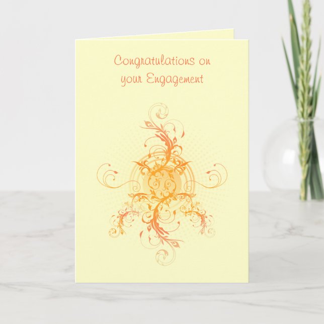 Floral Sun Engagement Congratulations Card (Front)
