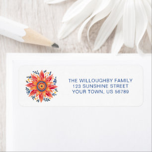 Floral Sunburst New Address Return Address Label