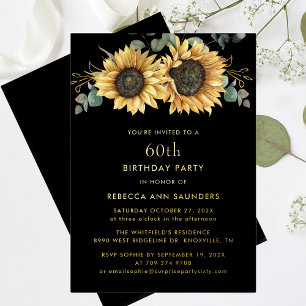 Floral Sunflower 60th Birthday Party Gold