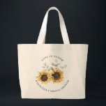 Floral Sunflower Bloom Bridal Shower Custom Large Tote Bag<br><div class="desc">Sunflower Eucalyptus Floral Bridal Shower Greenery tote bag you can easily customise by clicking the "Personalise" button. Perfect gift for those who showed up to help you celebrate your shower</div>