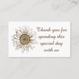Floral Sunflower Brown Flower Fall Country Wedding Place Card