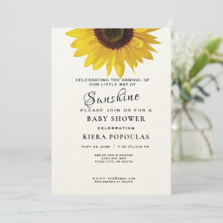 Floral Sunflower Card, Ray of Sunshine Baby Shower Invitation