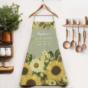 Floral Sunflower Country Women's Name Apron