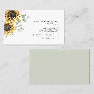 Floral Sunflower Eucalyptus Bloom Florist Business Card