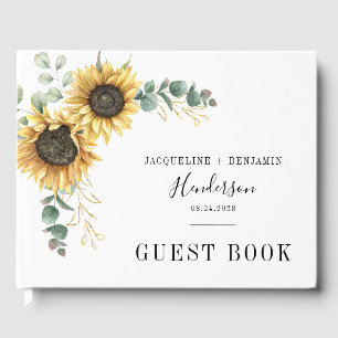 Floral Sunflower Eucalyptus Botanical Wedding Guest Book