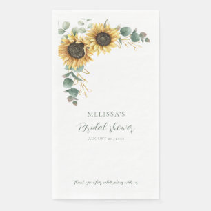 Floral Sunflower Eucalyptus Bridal Shower Napkin