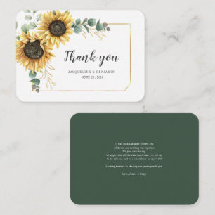 Floral Sunflower Eucalyptus Budget Thank You Card