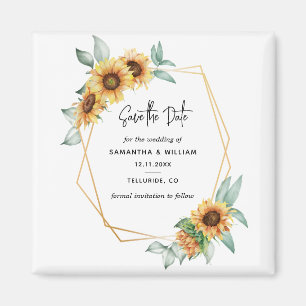 Floral Sunflower Eucalyptus Foliage Save the Date Magnet