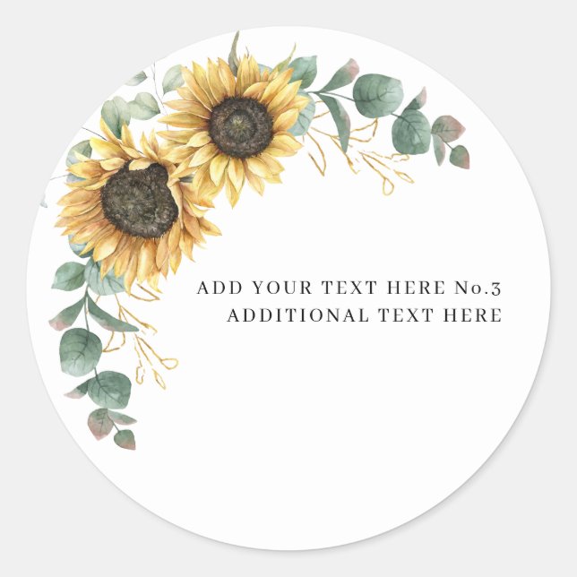 Floral Sunflower Eucalyptus Greenery Teachers Classic Round Sticker (Front)