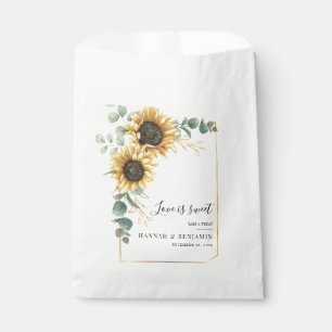 Floral Sunflower Eucalyptus Greenery Wedding Favour Bag