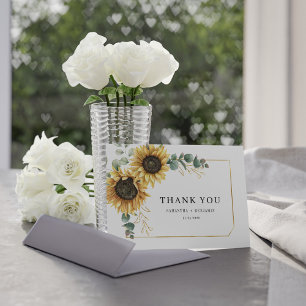 Floral Sunflower Eucalyptus Greenery Wedding Thank You Card
