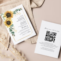 Floral Sunflower Eucalyptus QR Code Wedding