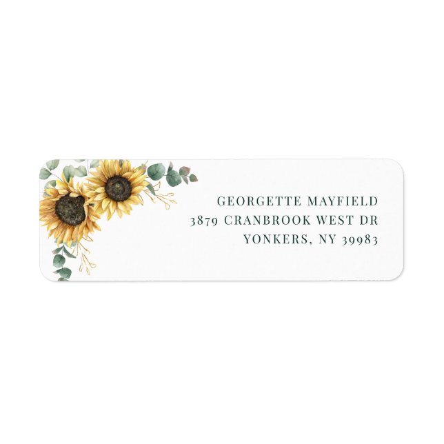 Floral Sunflower Eucalyptus Return Address Return Address Label (Front)