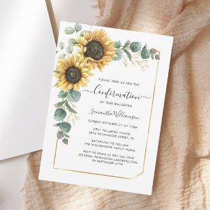Floral Sunflower Eucalyptus Script Confirmation Invitation