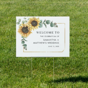 Floral Sunflower Eucalyptus Wedding Garden Sign