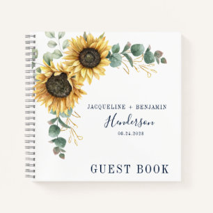 Floral Sunflower Eucalyptus Wedding Guest Notebook