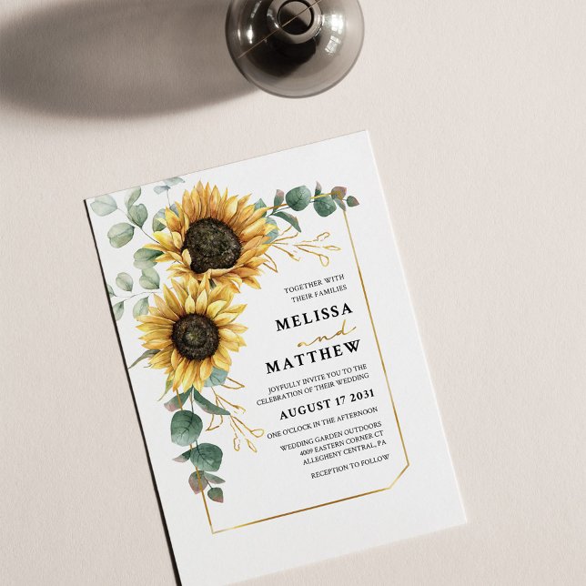 Floral Sunflower Eucalyptus Wedding Invitation (Creator Uploaded)