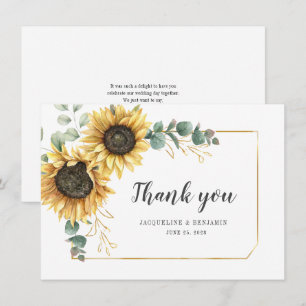 Floral Sunflower Eucalyptus Wedding Thank You Card