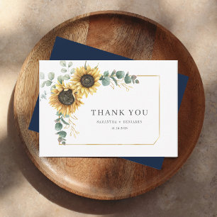Floral Sunflower Eucalyptus Wedding Thank You Card