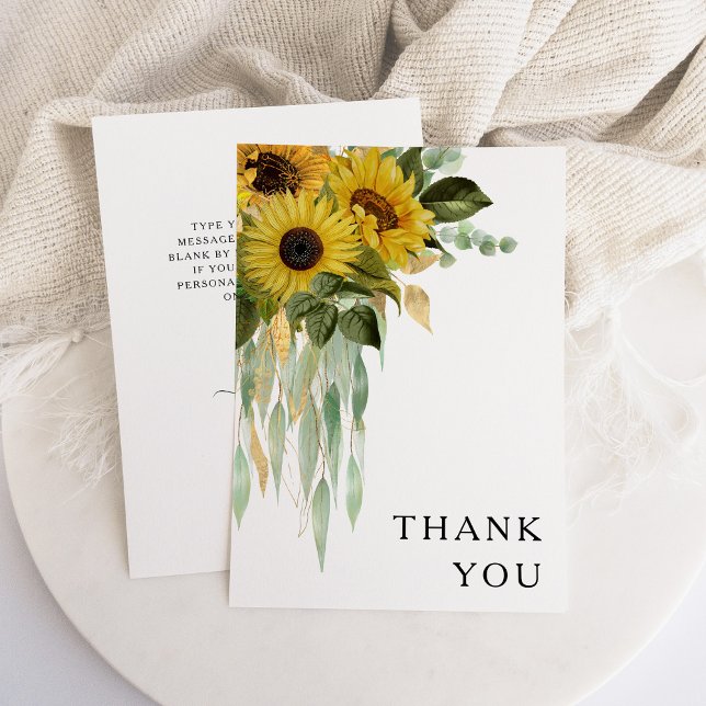 Floral Sunflower Eucalyptus Wedding Thank You Card (Floral Sunflower Eucalyptus Wedding Thank You Card)