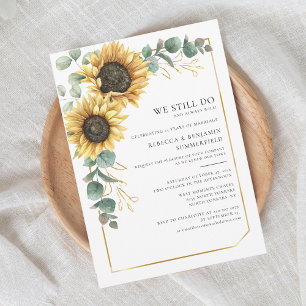 Floral Sunflower Eucalyptus Wedding Vow Renewal Invitation
