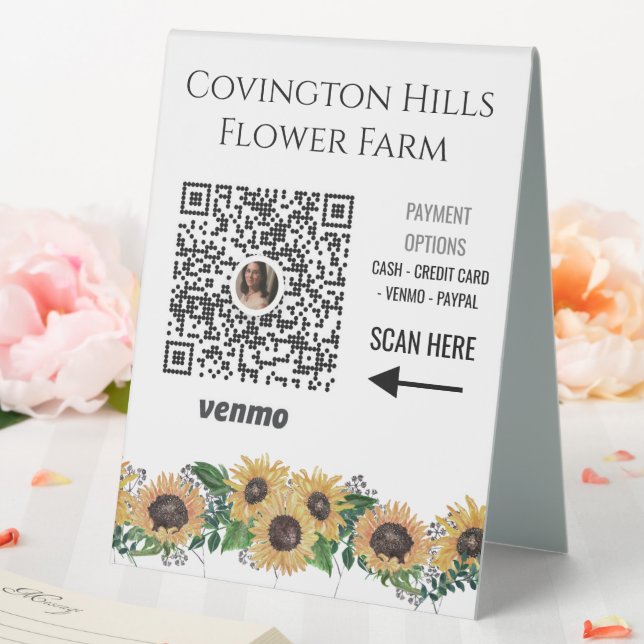 Floral Sunflower Flower Farm Venmo Pay Here Sign  (In SItu (Wedding))