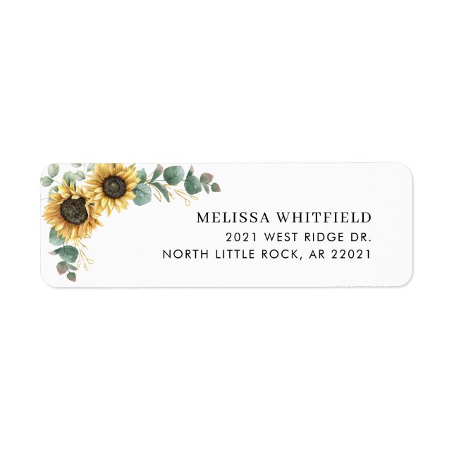 Floral Sunflower Greenery Return Address Label (Front)