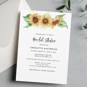 Floral Sunflower Greenery Script Bridal Shower Invitation