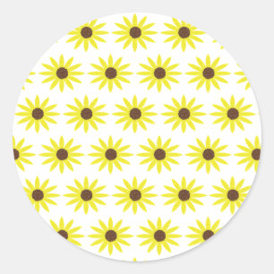 Floral Sunflower Patterns Golden Yellow Flowers Classic Round Sticker