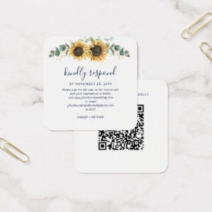 Floral Sunflower QR Code Wedding Website RSVP