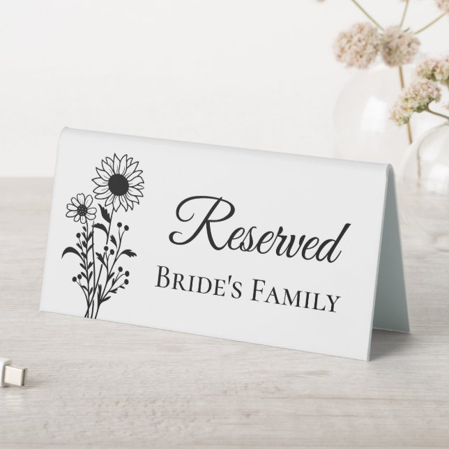 Floral Sunflower Reserved Brides Family Wedding (In SItu (Table))