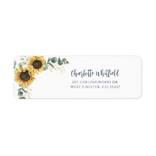 Floral Sunflower Script Return Address Label