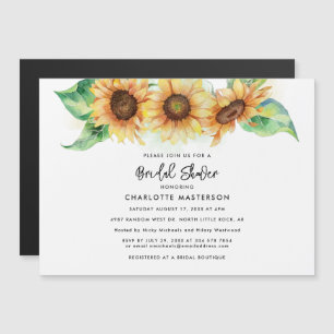 Floral Sunflower Watercolor Bridal Shower Magnetic Invitation