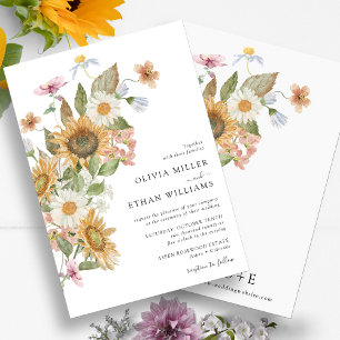 Floral Sunflower Wedding Invitation